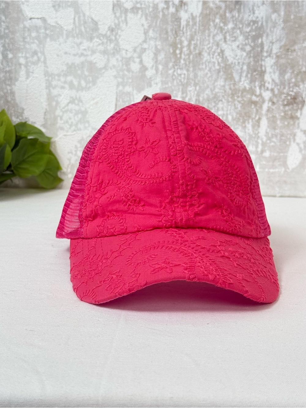C.C Embroidered Criss Cross Ponytail Hat NWT